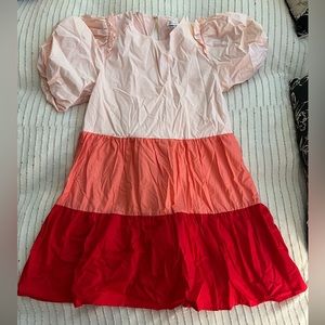 Red and pink babydoll dress